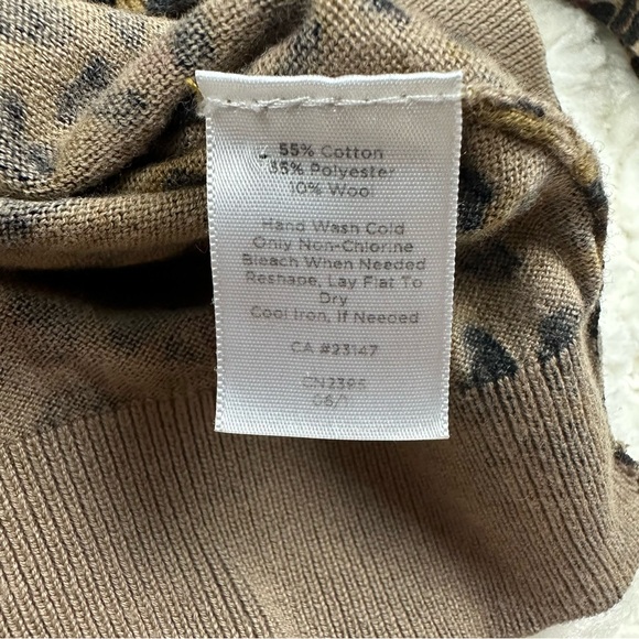 Talbots Cardigan Sweater Womens Sz Large Brown Black Leopard Print Wool Blend - Picture 7 of 7